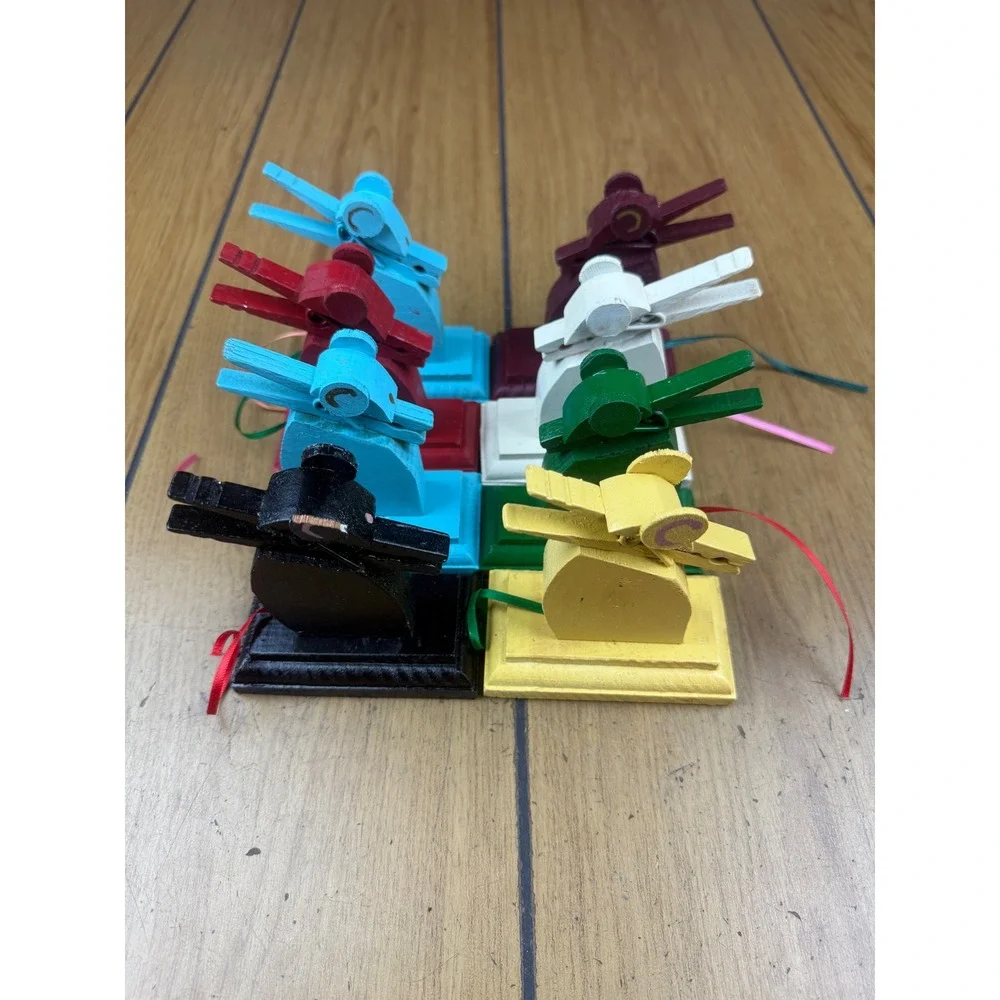 Set of 8 Wood Mice Farmhouse Note  Holders, Table Stands, Rustic Decor hand made